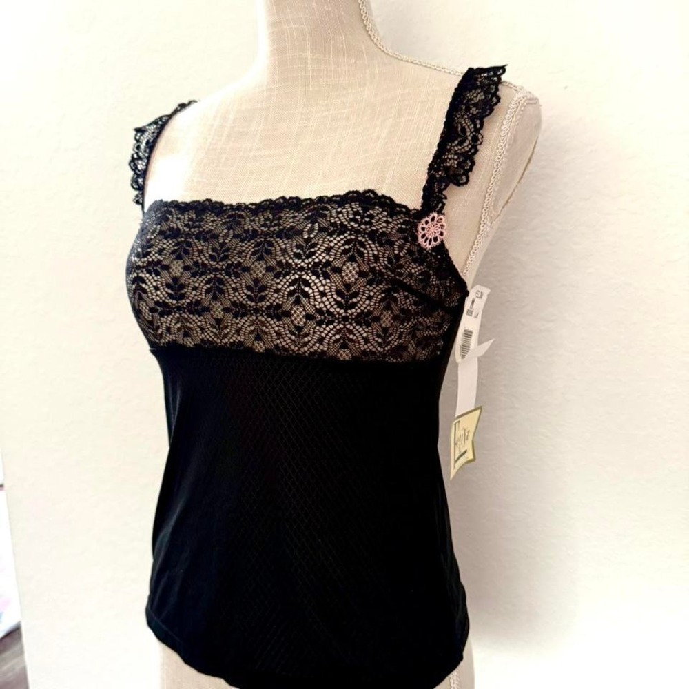 Gorgeous Y2K Felina Lingerie Black Lace Cami Top